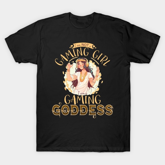 Gaming Girl Gaming Goddess Fun Cartoon Design T-Shirt by Dragonfly Tees